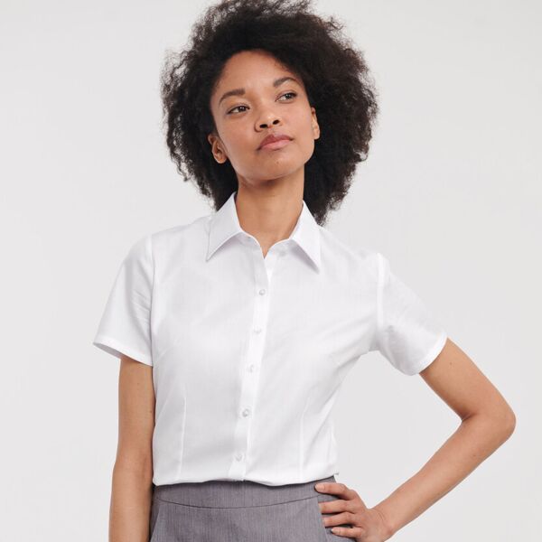 Women's short sleeve herringbone shirt Thumbnail